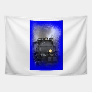 Big Boy 4014 going threw Black Wolf Kansas with tree's smoke and steam. Tapestry