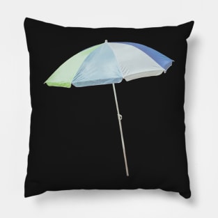 Beach Umbrella Blue, White, and Green Sticker Pillow