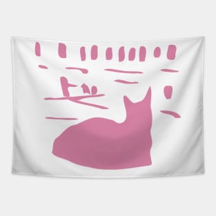 Gift for Cat Lovers  - Pink Cat Print Tapestry