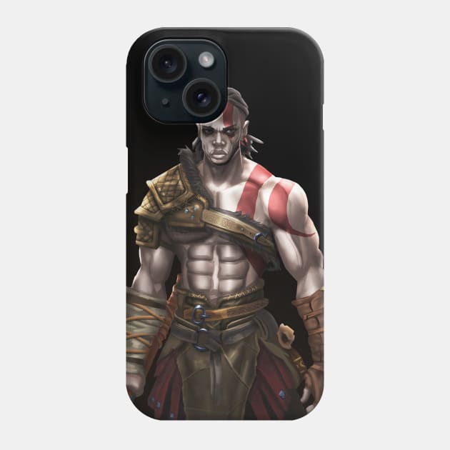 God Of War Fanart - Black Kratos Collection Phone Case by Beckley Art