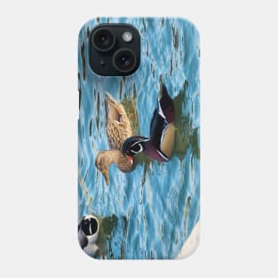 Wood Duck and a Mallard Duck Swimming Together Phone Case