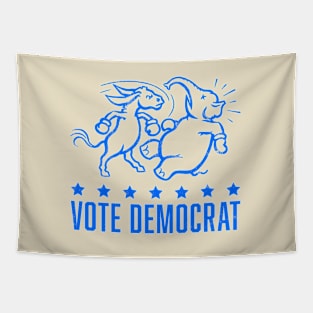 Vintage 1950's Vote Democrat Boxing Donkey (Blue) Tapestry