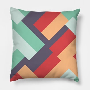 Summertime Hues Geometric Mid-Century Modern Pattern Pillow