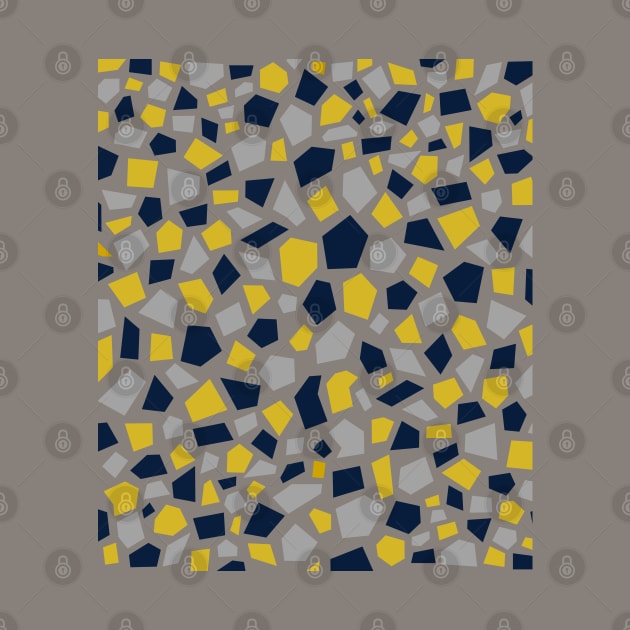 Grey, Mustard Yellow and Navy Blue Mosaic by OneThreeSix