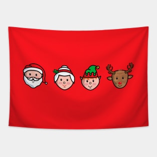 Santa Claus, Mrs. Claus, Buddy and Rudolph Tapestry