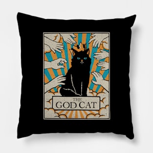 The God Black Cat Tarot Card by Tobe Fonseca Pillow