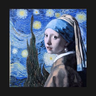 Girl with pearl earring and the starry night T-Shirt T-Shirt