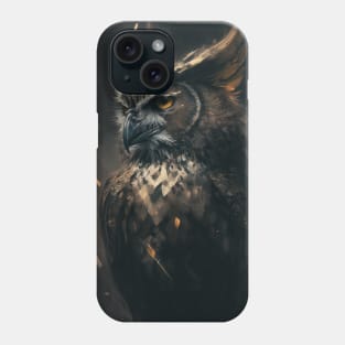 Owl Portrait Animal Nature Wildlife Dark Painting Wild Spirit Bird Phone Case