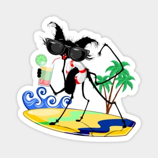 Cat Funny and Silly Character Summer Fun surfing on waves Magnet