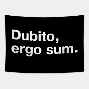 "Dubito, ergo sum." in plain white letters - I doubt, therefore I am (the king/queen of sarcasm) Tapestry