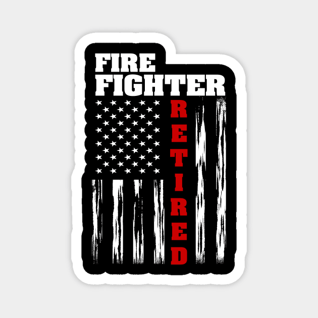 Fire Fighter Retired - Distressed American Flag Tee Magnet by Pistols & Patriots