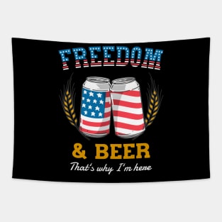 Freedom And Beer USA Patriotic Fun Quote Tapestry