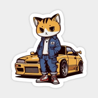 JDM Car - Neko Driver - Cat Racer Magnet