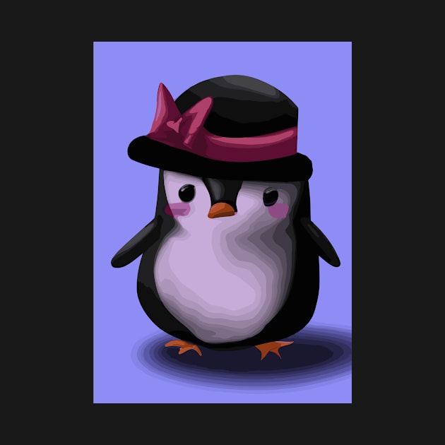 Penguin with Cute Pink Hat by maxcode