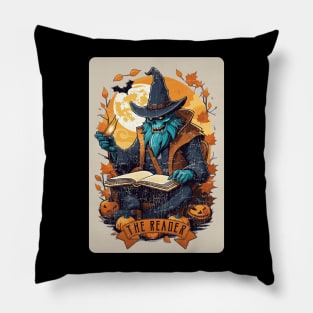 The Reader Retro Monster Halloween Tarot Card Pillow