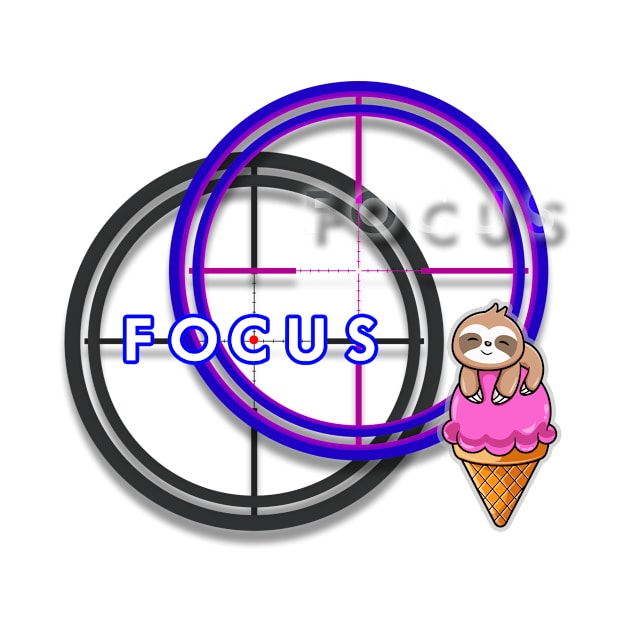 FOCUS  Cute sloth ICE-CREAM motivation & inspirational message for SUCCESS - Motivational kawaii by originalsusie