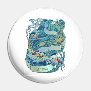 Zodiac sign of Scorpio, watercolor Pin