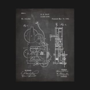 Alarm Clock Patent - Clockmaker Chronometer Art - Black Chalkboard T-Shirt