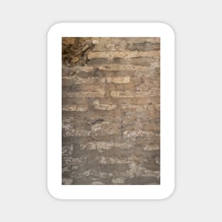 Old brick wall with cracks and scratches. Brick wall background. Distressed wall with broken bricks texture. House facade. Magnet