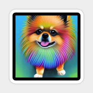 Pomeranian Dog Rainbow Painting Magnet