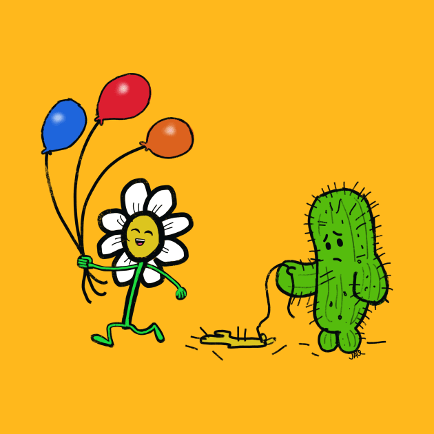 happy daisy, sad cactus by wolfmanjaq