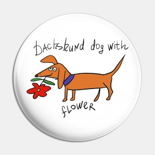 Dachshund dog with flower Pin