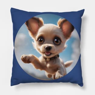 Cute Big Eyed Puppy Running With Excitement Pillow