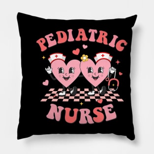 Retro Pediatric Nurse Cute Valentines Day Hearts Stethoscope Pillow