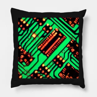 circuitboard pattern futuristic cyberpunk electronics wires Pillow