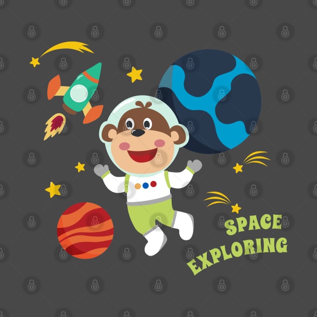 Space monkey or astronaut in a space suit with cartoon style by KIDS APPAREL