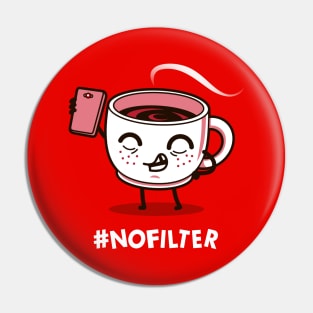 Funny Cute Kawaii Coffee Cartoon Taking Selfie Millennial Funny Meme Pin