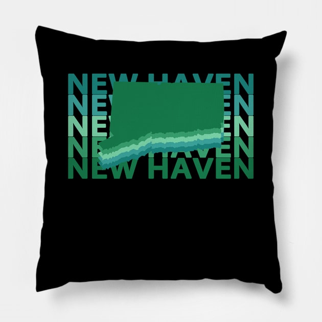 New Haven Connecticut Green Repeat Pillow by easytees