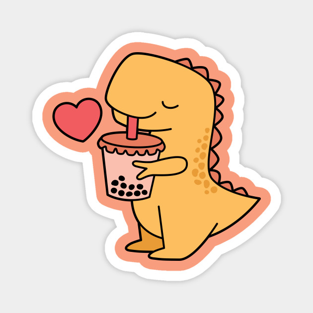 Tea-Rex -Funny Tea drinking Dinosaur T-Rex Cute' Sticker