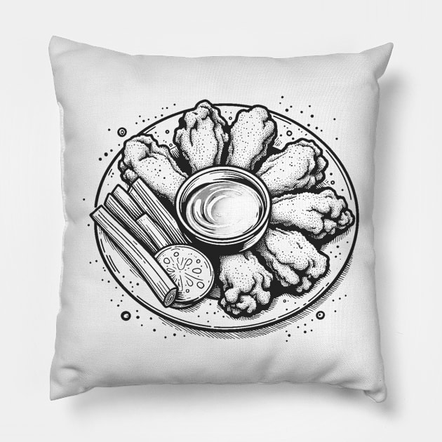 Abstract Hot Wing Pillow by The Snack Network