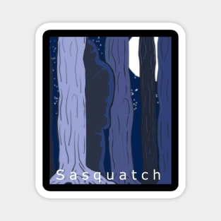 Sasquatch (Bigfoot) Hides in the Trees Artwork Magnet