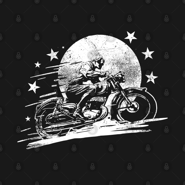 Vintage Motorcycle with Biker Graphic by Graphic Duster