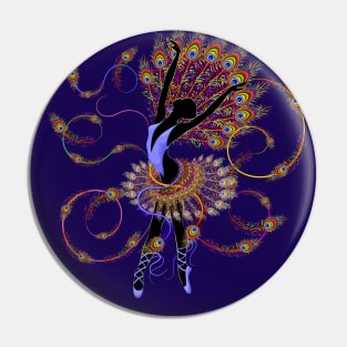 Ballerina Surreal Dancer Peacock Feathers Pin