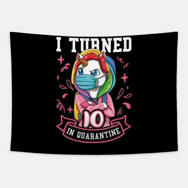 Masked School Unicorn turned 10 in Quarantine Tapestry by melostore