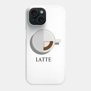 Hot latte coffee cup top view in flat design style Phone Case