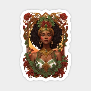 African Queen of Sheba retro vintage floral design Magnet