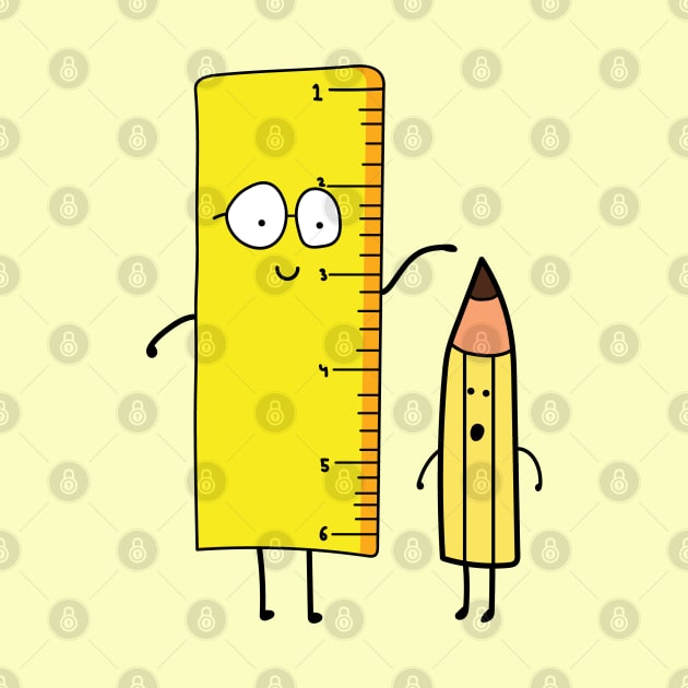 funny cute ruler measures a pencil by wordspotrayal