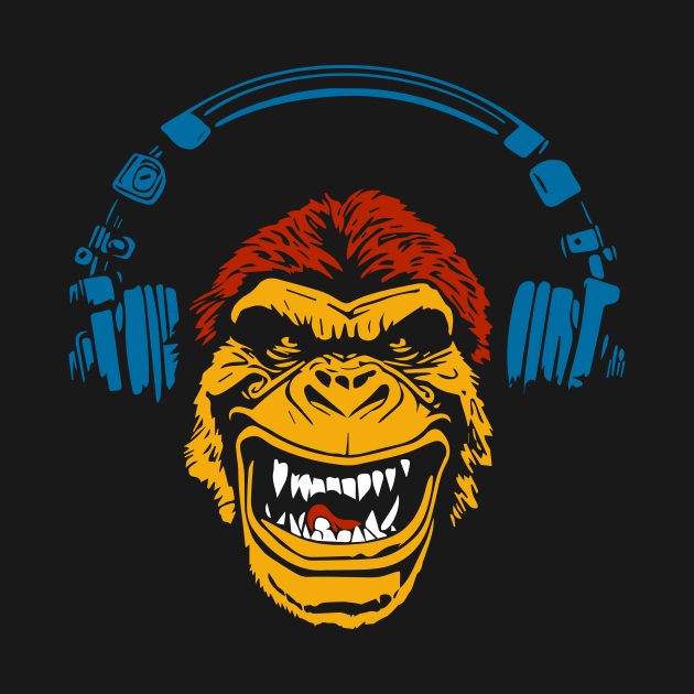 gorilla in the headphones by lkn