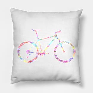 Bicycle Bike Riding Silhouette Shape Text Word Cloud Pillow