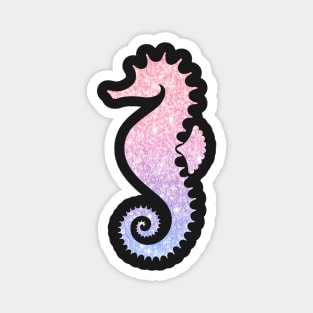 Pastel Pink and Purple Ombre Faux Glitter Seahorse Magnet