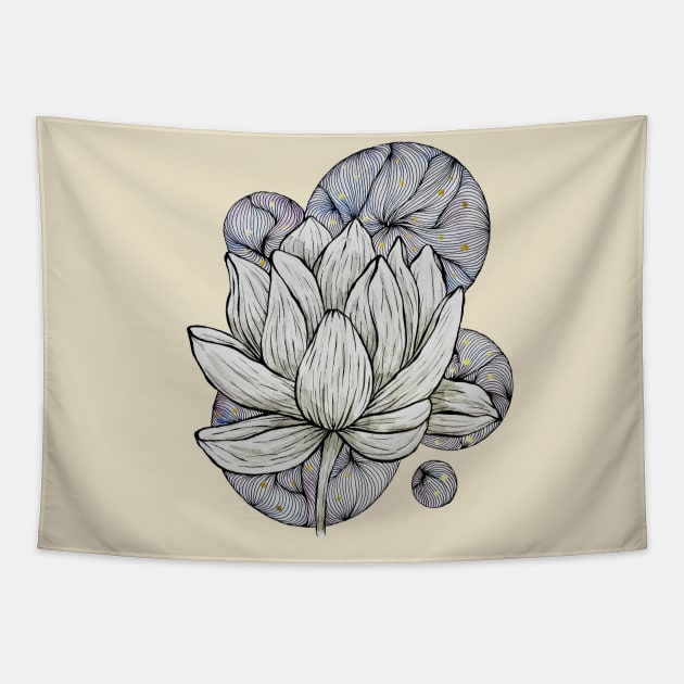 Lotus flower abstract IV Tapestry by amyliafaizalart