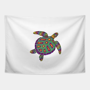 Rainbow Turtle with white background Tapestry