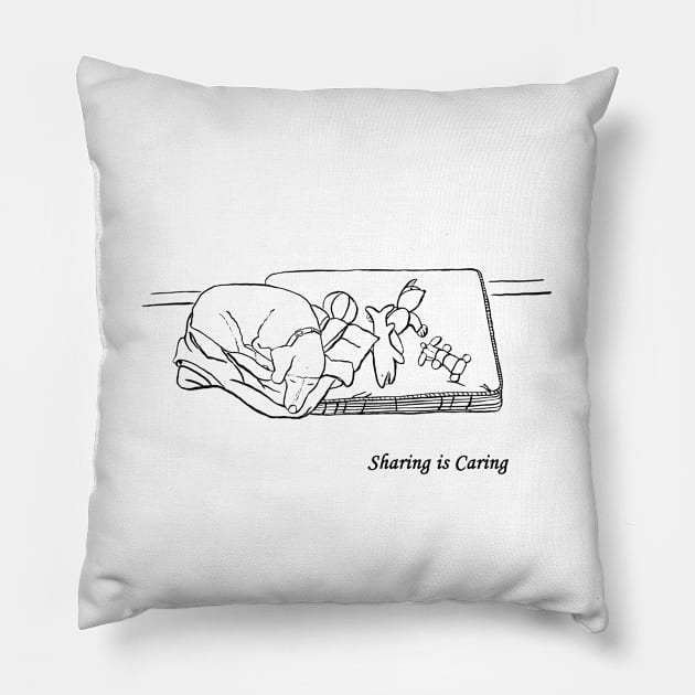 Sharing is Caring Beagle Ink Drawing Pillow by Sandraartist