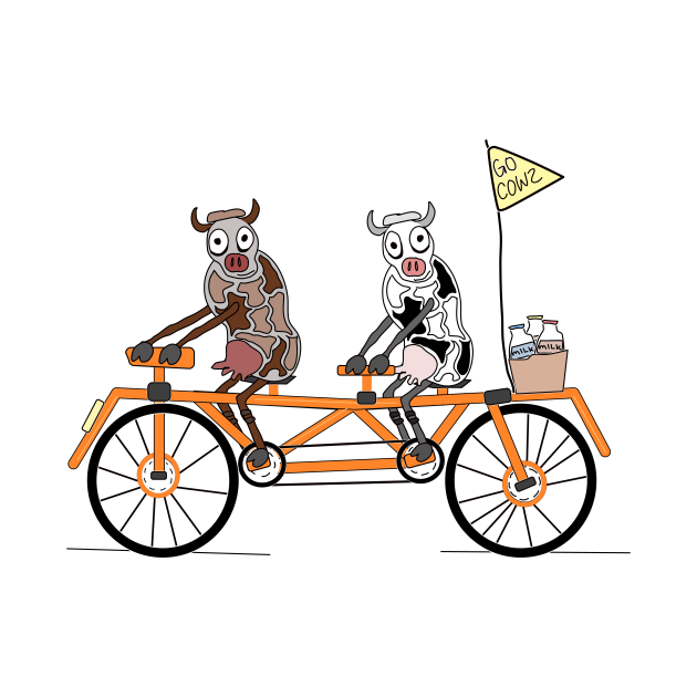 Cows on a tandem bike by Sci-Emily