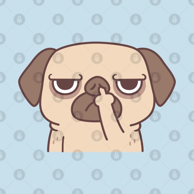 Rude Pug Picking Nose Using Middle Finger by rustydoodle