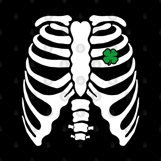 Skeleton Clover Heart Rib Cage X-Ray St Patricks Day by trendingoriginals